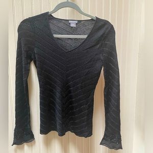 Beautiful sheer black sweater with beaded detail. XSP.